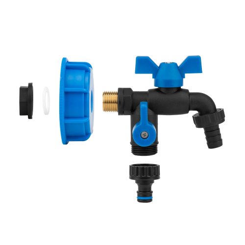 Bradas IBC tartály csap készlet S60x6 Black Raven KM 2x3/4" nejlon